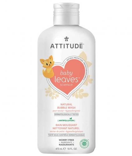 ATTITUDE Baby Leaves Bubble Wash, Pear Nectar