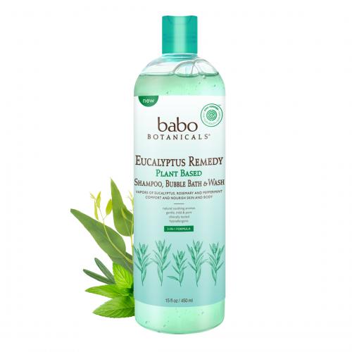Babo Botanicals Eucalyptus Remedy Plant Based Shampoo, Bubble Bath & Wash