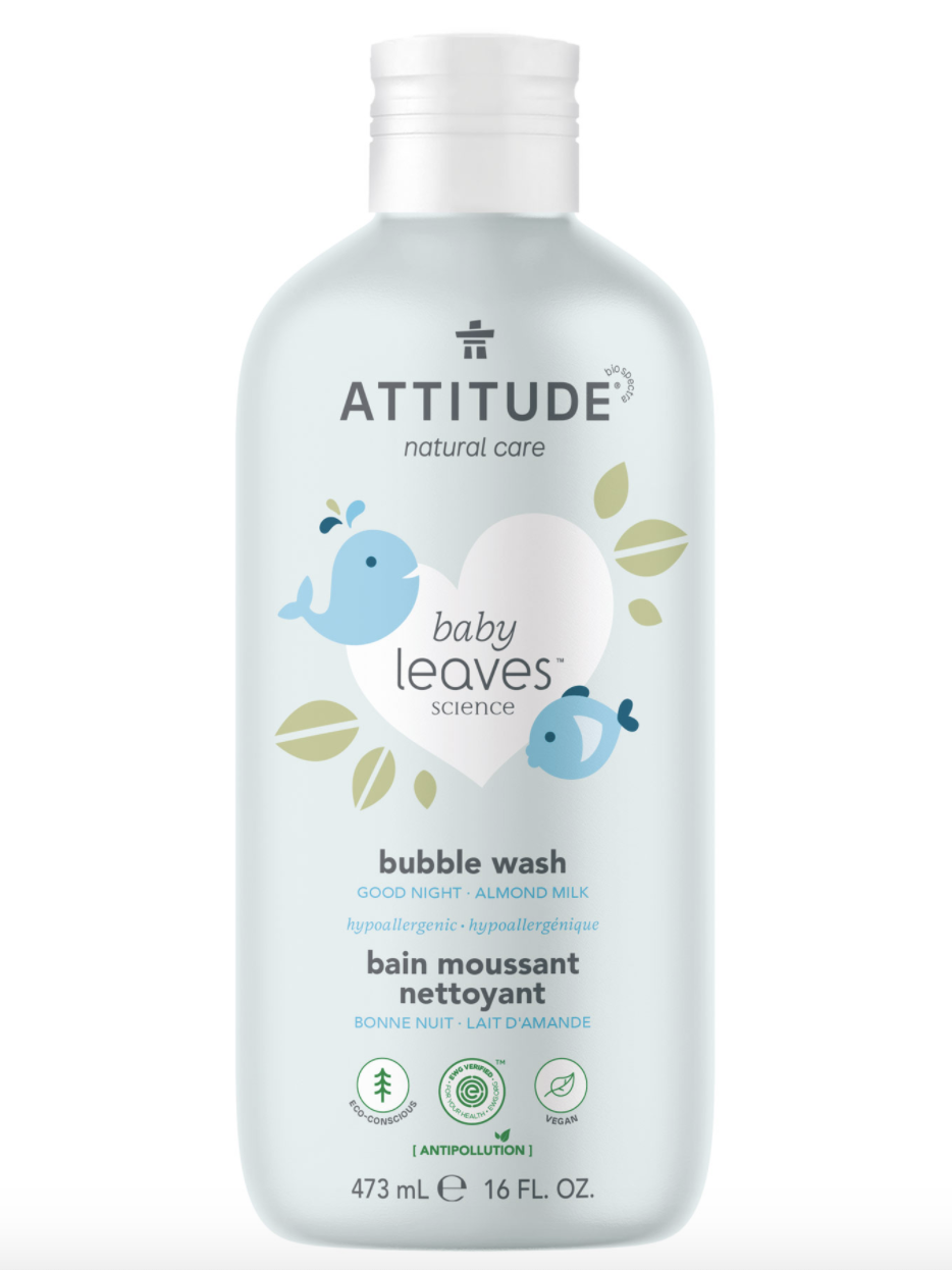 ATTITUDE Baby Leaves Bubble Wash, Good Night / Almond Milk